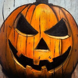 Spooky Orange Pumpkin Wall Art